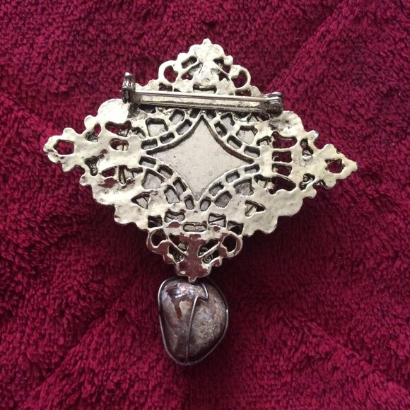 Vintage Agate and Brown Jasper Brooch - Picture 2 of 4